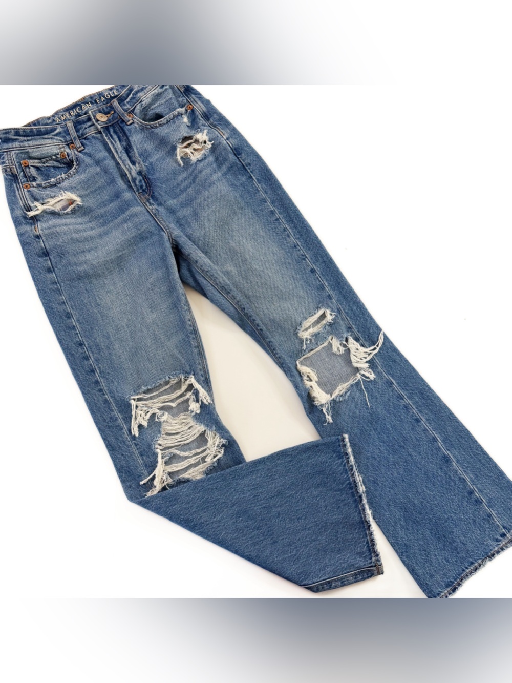 American Eagle Jeans Womens 2 Highest Rise 90s Flare Boho Distressed